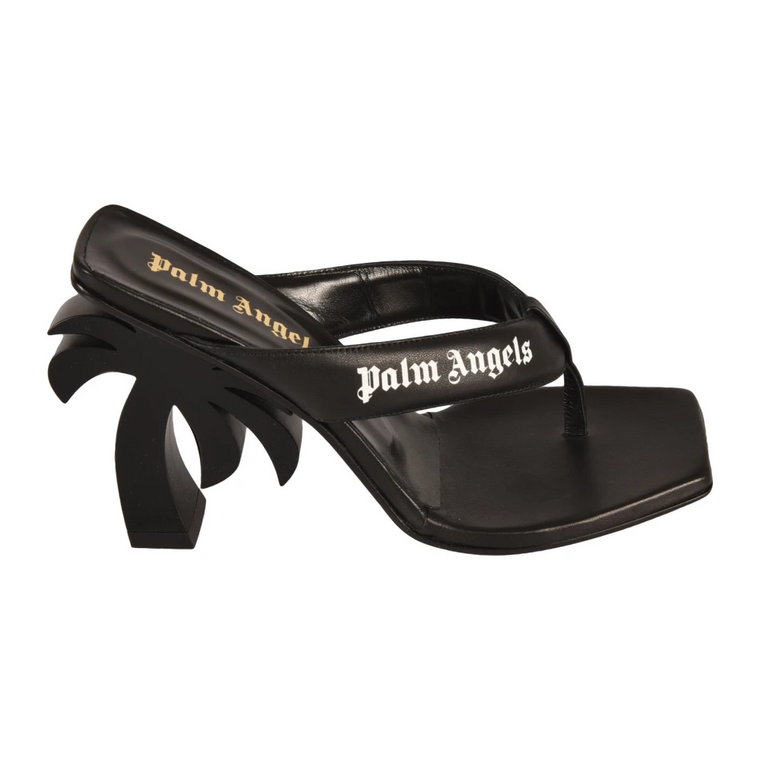 Czarne Sandały z Logo Palm Angels