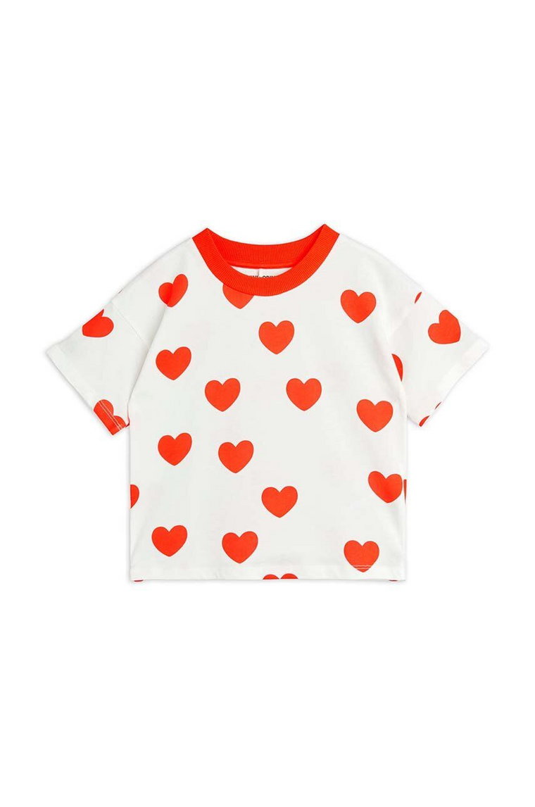 Mini Rodini t-shirt bawełniany dziecięcy Hearts kolor beżowy