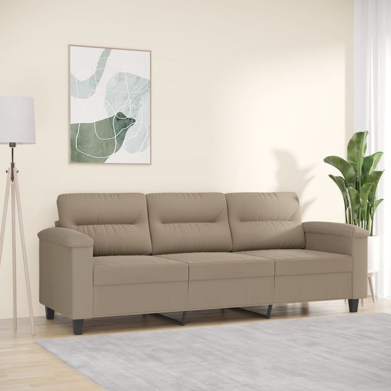 vidaXL 3-osobowa sofa, taupe, 180 cm, tapicerowana mikrofibrą