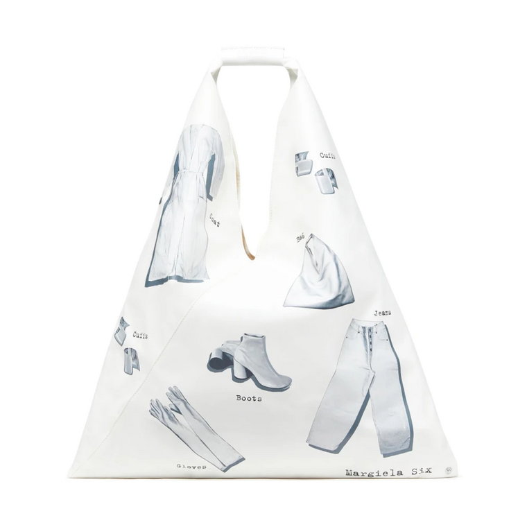 Japońska Torba Tote, Biała, Logo Maison Margiela