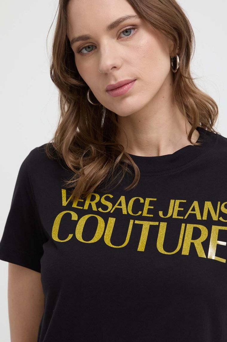 Versace Jeans Couture t-shirt bawełniany damski kolor czarny 76HAHG03 CJ00G