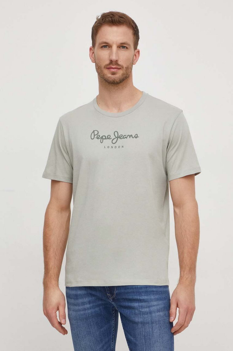 Pepe Jeans t-shirt bawełniany Eggo męski kolor zielony z nadrukiem PM508208