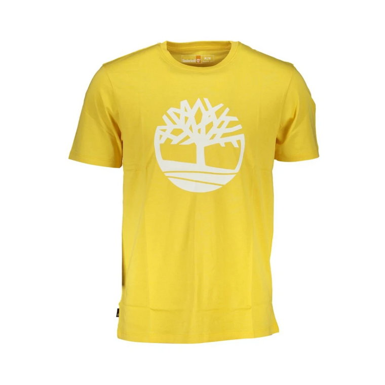 Żółty Bawełniany T-shirt z nadrukiem logo Timberland