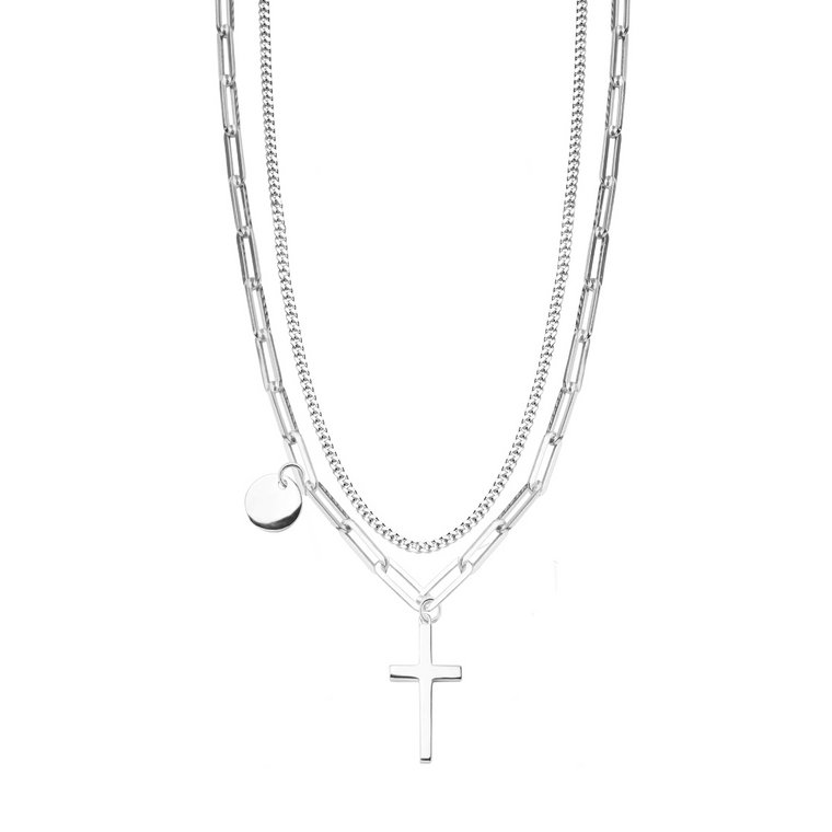 Naszyjnik srebrny kaskadowy - krzyżyk - Simple