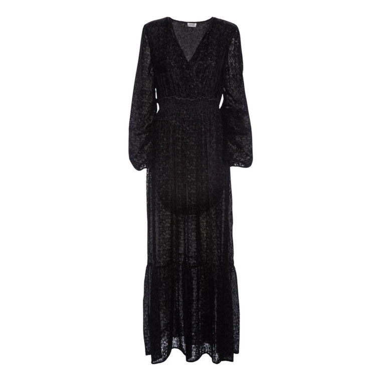Długa Sukienka z Weluru w Kolorze Czarnym Liu Jo