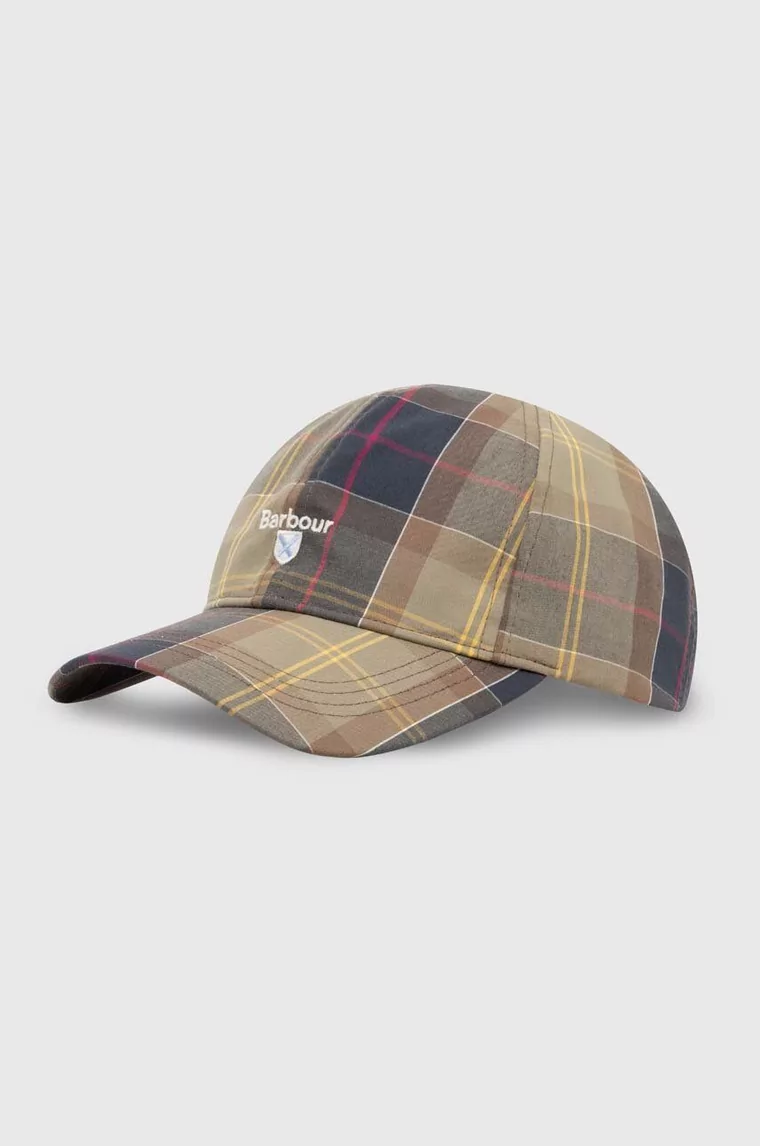 Barbour czapka z daszkiem bawełniana Tartan Sports Cap kolor zielony wzorzysta MHA0617