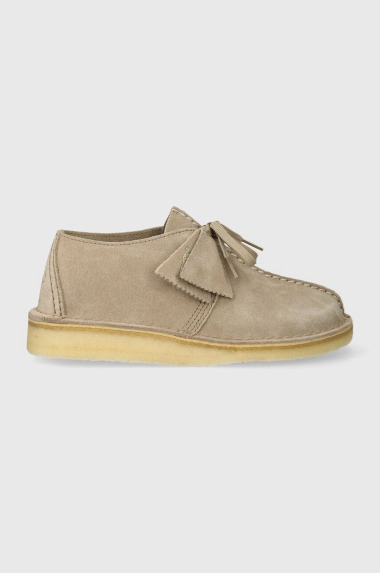 Clarks Originals półbuty zamszowe Desert Trek damskie kolor beżowy na płaskim obcasie 26164264