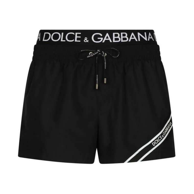 Czarne ubrania morskie z elastycznym pasem Dolce & Gabbana