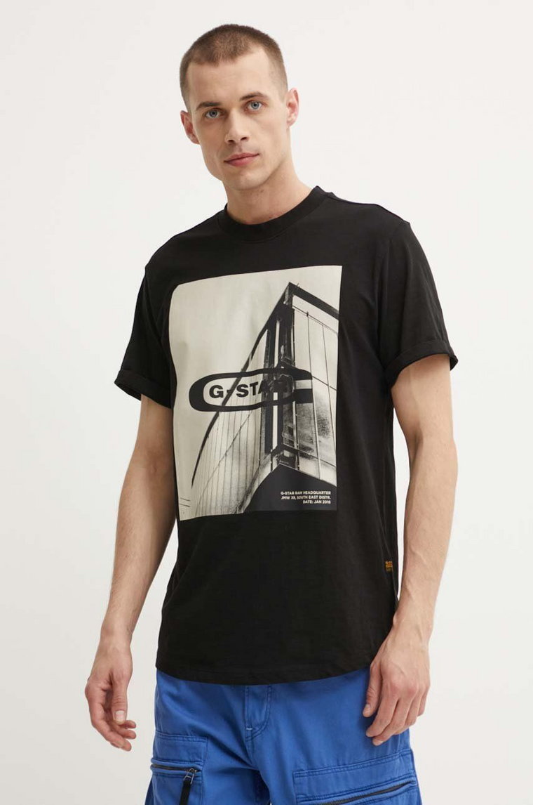 G-Star Raw t-shirt bawełniany męski kolor czarny z nadrukiem D24683-C372