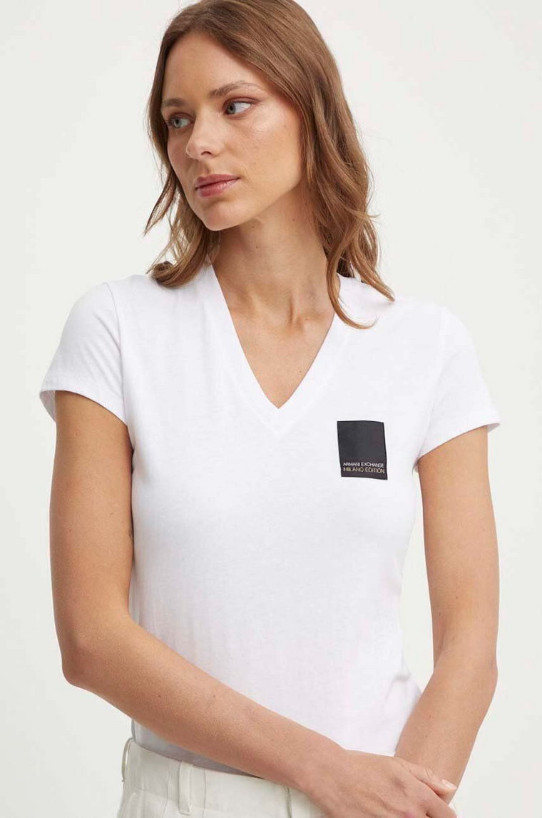 Armani Exchange t-shirt bawełniany damski kolor biały