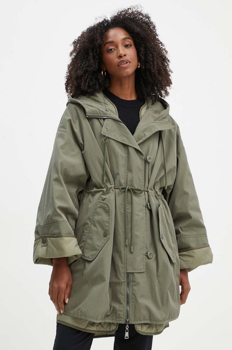 Weekend Max Mara parka dwustronna kolor zielony przejściowa oversize 2425026051600