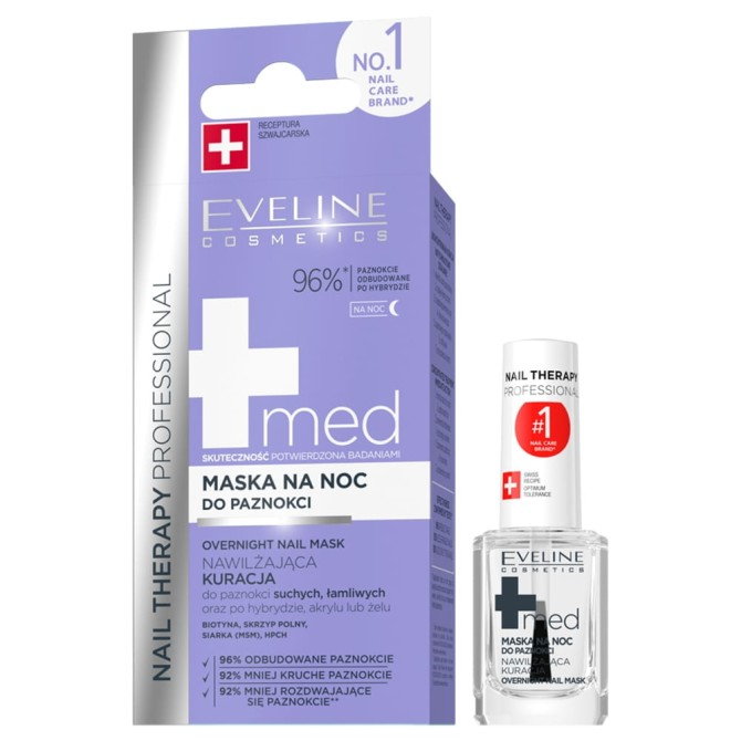 Eveline Cosmetics Nail Therapy Professional Med+ maska do paznokci na noc 12ml