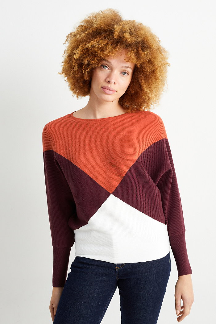 C&A Sweter-prążkowany, Pomarańczowy, Rozmiar: XS