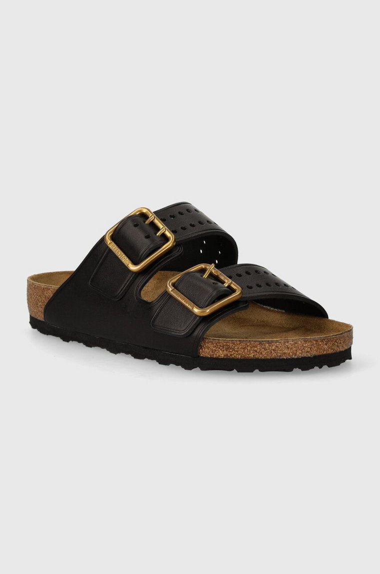 Birkenstock klapki skórzane Arizona Bold Gap męskie kolor czarny 1022604