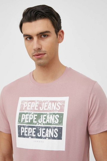Pepe Jeans t-shirt bawełniany Acee kolor różowy z nadrukiem