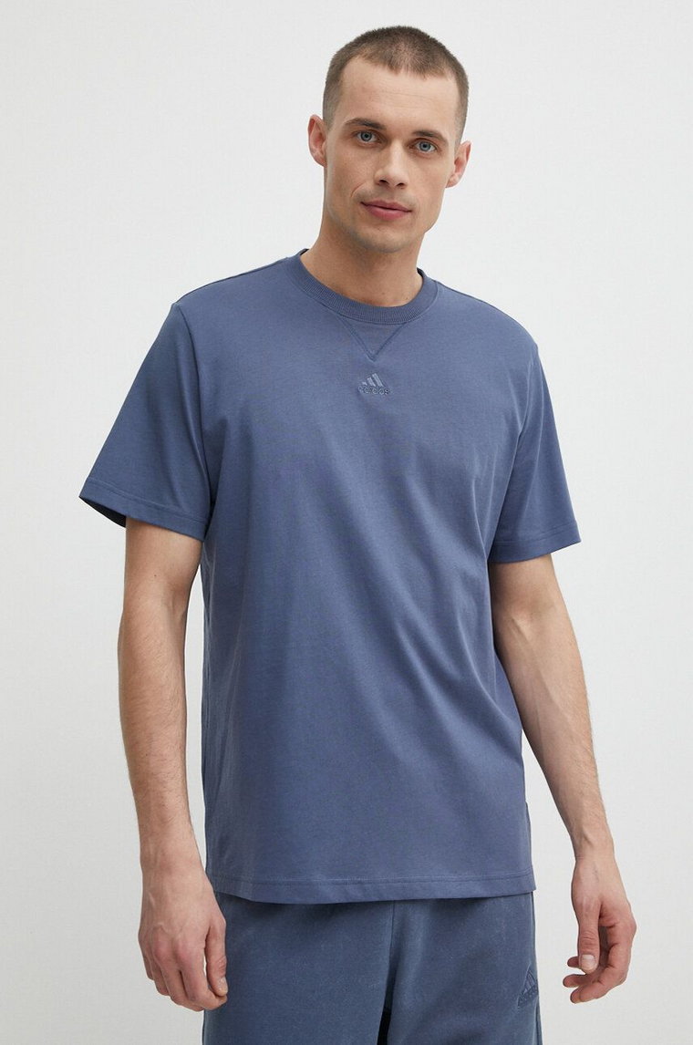 adidas t-shirt bawełniany męski kolor niebieski gładki IR9112