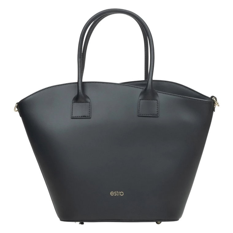 Kobiety Czarna Premium Włoska Skórzana Torba Shopper Er00115075 Estro