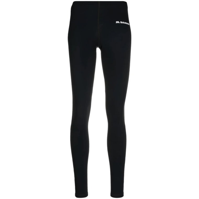 Czarne Legginsy z Logo Jil Sander