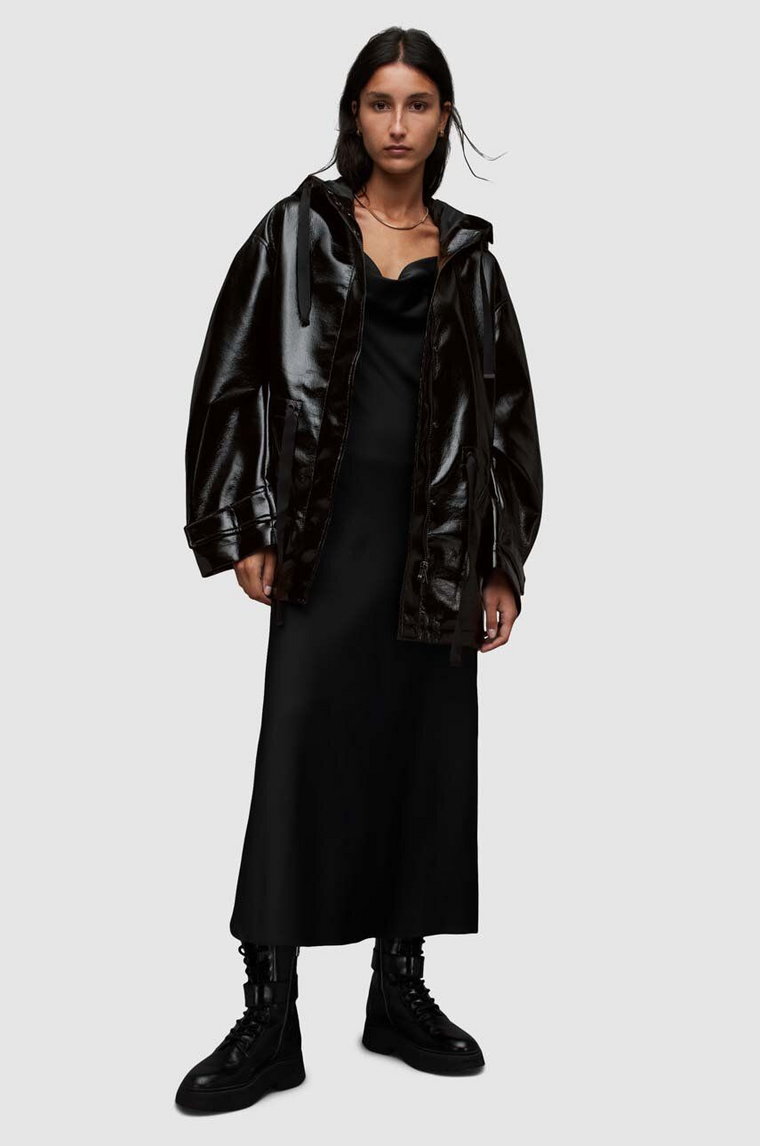 AllSaints kurtka KELSIE SHINE JACKET damska kolor czarny przejściowa