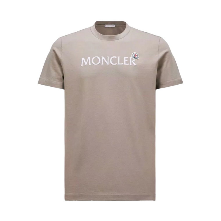 T-shirt z okrągłym dekoltem i aksamitnym logo Moncler
