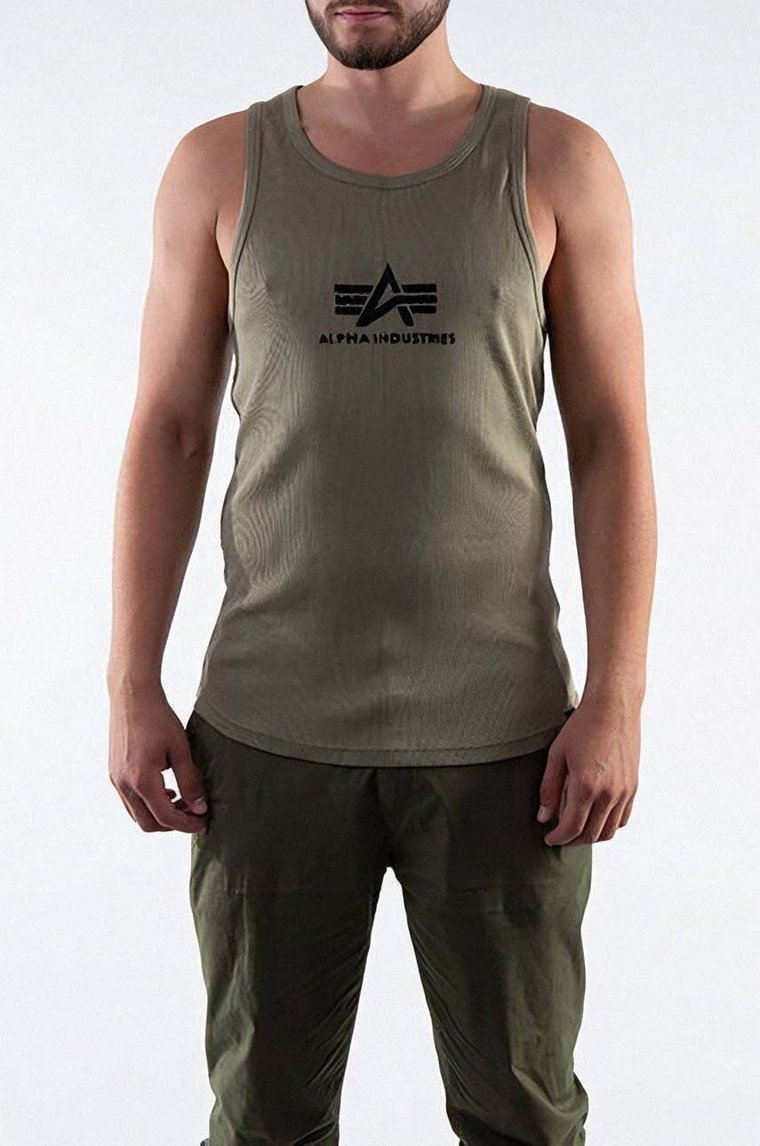 Alpha Industries t-shirt bawełniany Koszulka Alpha Industries Logo Tank 176545 154 kolor zielony 176545.154-ZIELONY