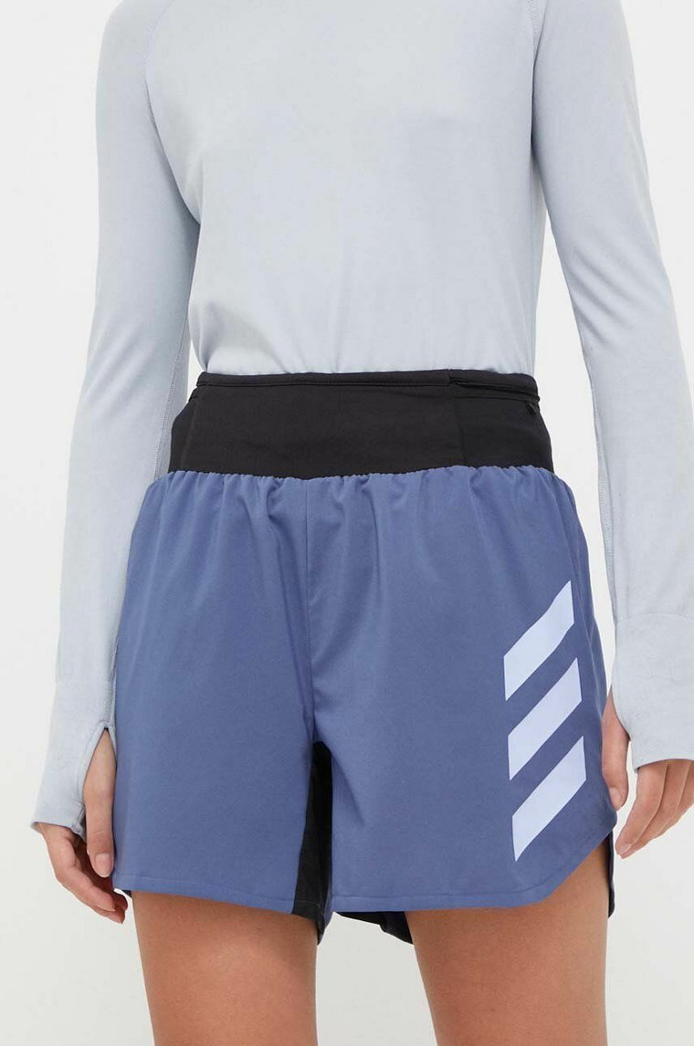 adidas TERREX szorty sportowe Agravic damskie kolor niebieski z nadrukiem high waist