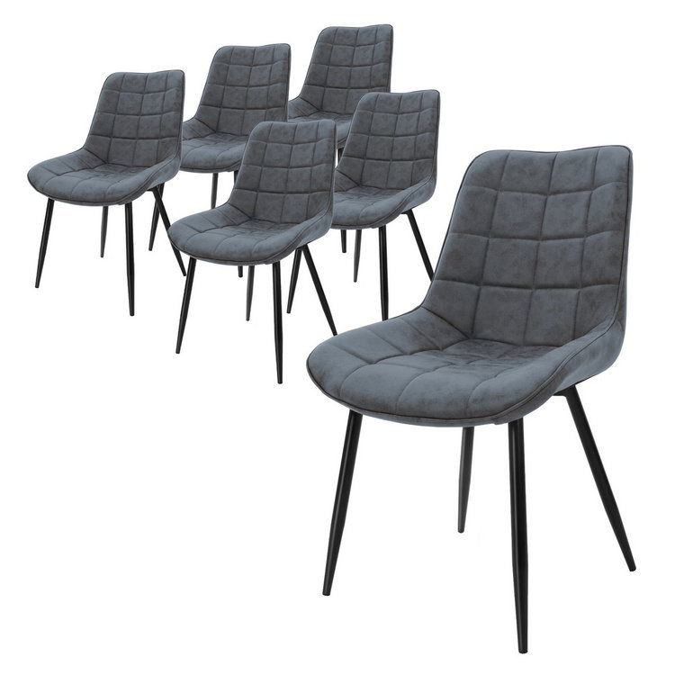 Zestaw 6 krzeseł do jadalni krzesła do salonu krzesło kuchenne antracytowa imitacja skóry PU