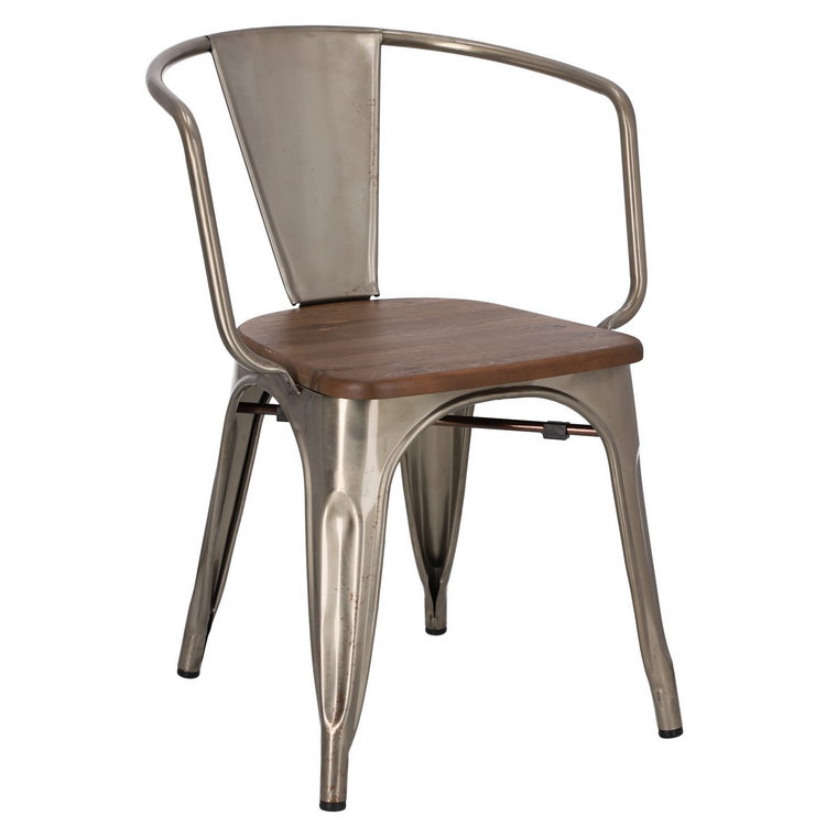Krzesło Paris Arms Wood metaliczne sosna orzech