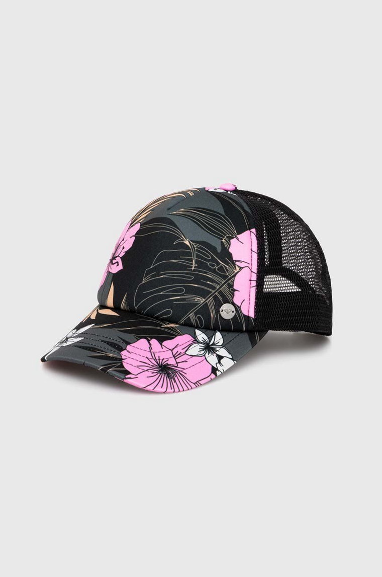 Roxy czapka z daszkiem kolor czarny wzorzysta ERJHA04268