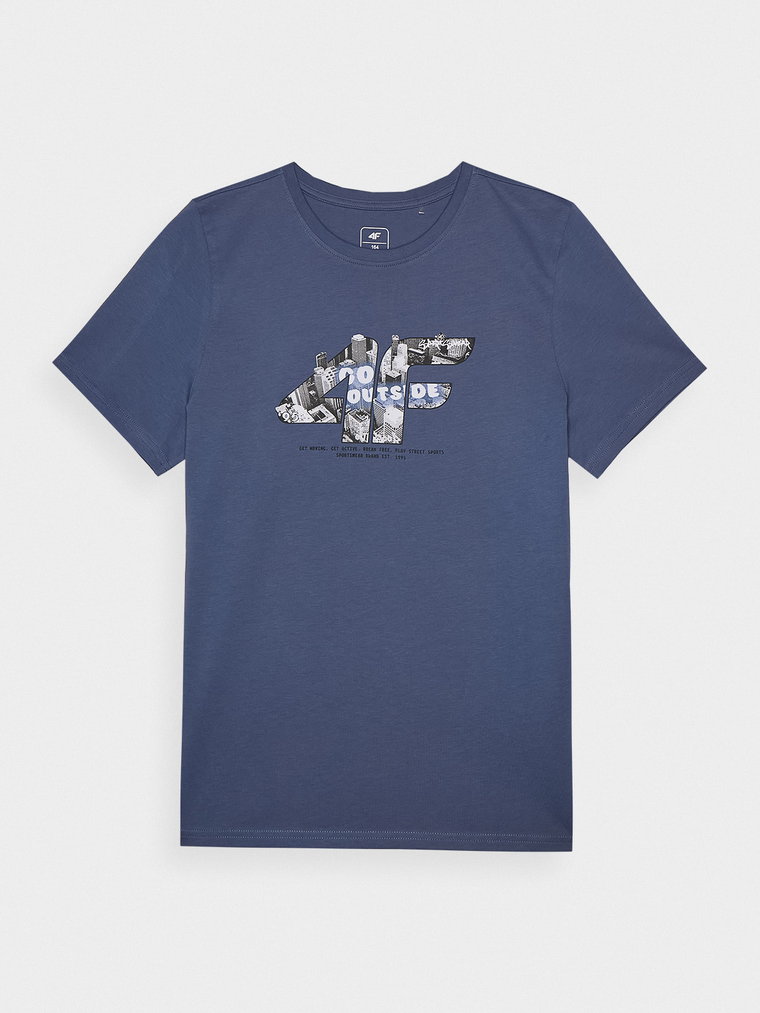 T-shirt z nadrukiem chłopięcy - niebieski