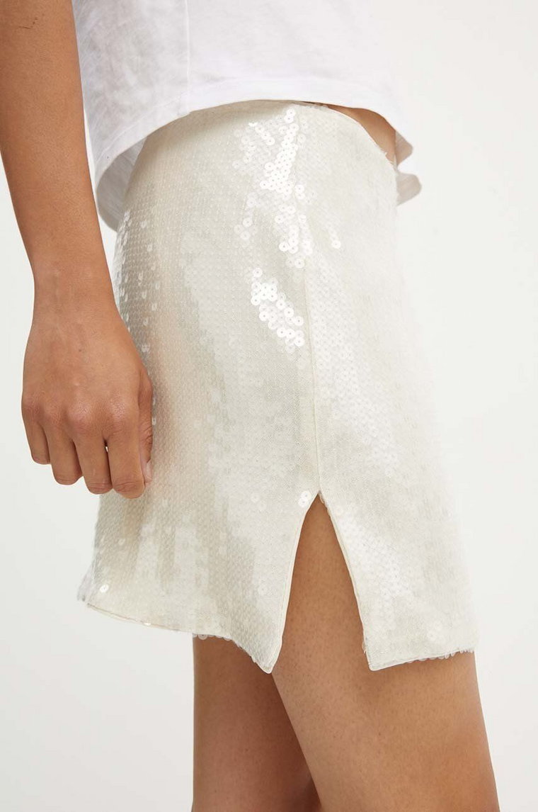 Rotate spódnica Sequins Mini Skirt kolor beżowy mini prosta 112870857