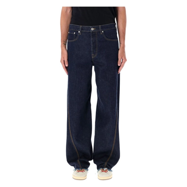 Niebieskie Spodnie Jeansowe Twisted - Męska Moda Aw23 Lanvin