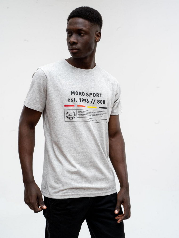 T-Shirt Z Nadrukiem Męski Szary Moro Sport Legend
