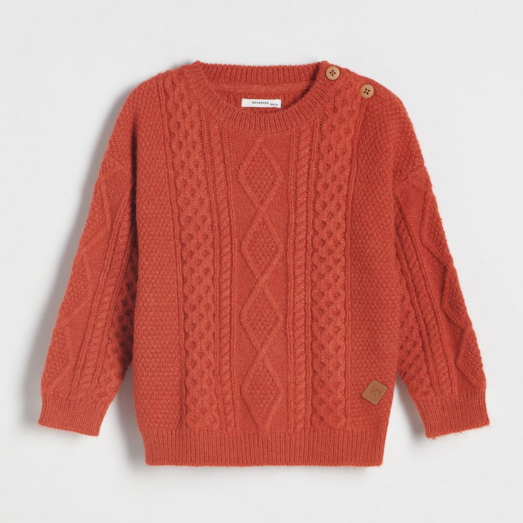 Reserved - Melanżowy sweter oversize - czerwony
