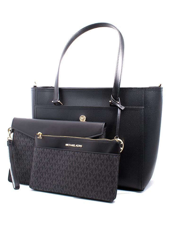 Michael Kors Skórzana torebka w kolorze czarnym - 43 x 28 x 13,5 cm