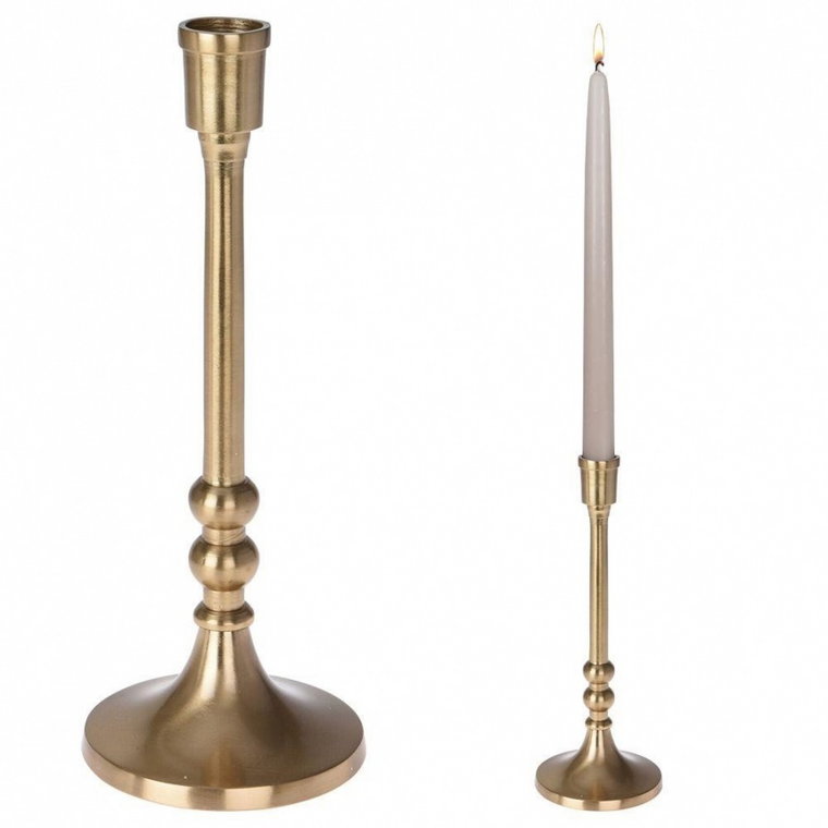 Świecznik aluminiowy stojak podstawka na długą świecę świeczkę złoty 23,5 cm kod: O-569225