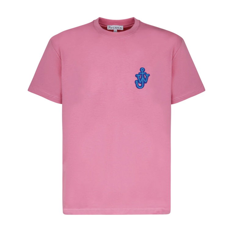 Różowa Bawełniana Koszulka z Naszywką Kotwicy JW Anderson