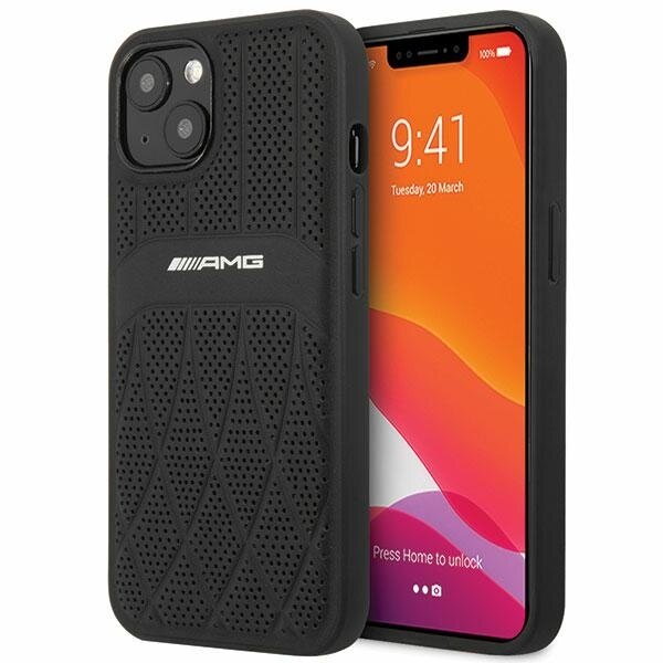 AMG AMHCP13MOSDBK iPhone 13 / 14 / 15 6.1" czarny/black hardcase Leather Curved Lines