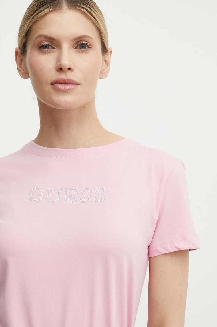 Guess t-shirt SKYLAR damski kolor różowy V4GI09 J1314