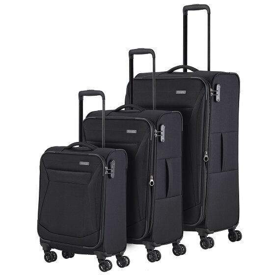 Travelite Chios 4 kółka Zestaw walizek 3-części z plisą rozprężną schwarz