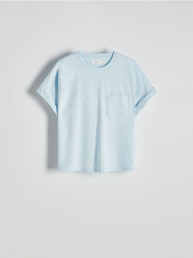 Reserved - T-shirt z bawełny - jasnoniebieski