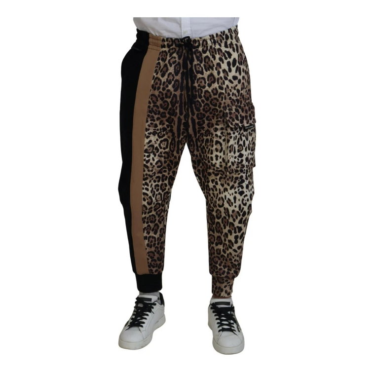 Spodnie Jogger Cargo w Wzór Leoparda Dolce & Gabbana
