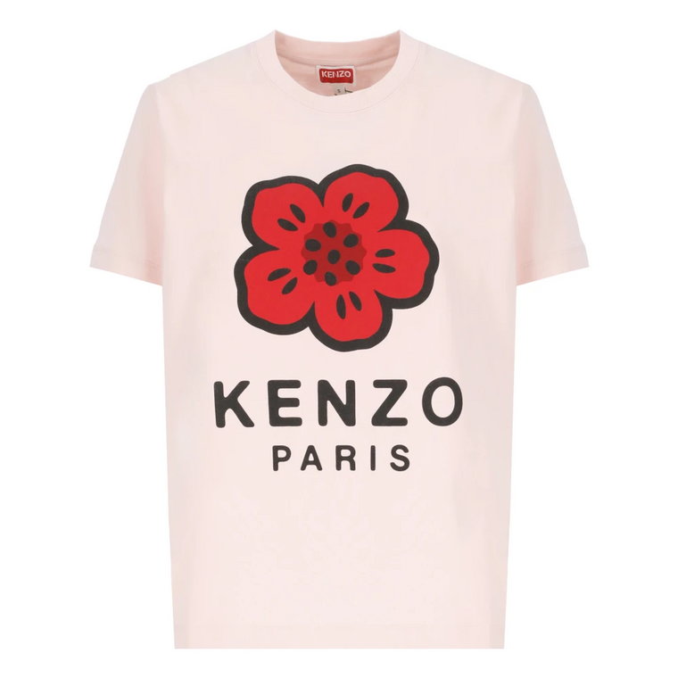 Różowa T-shirt z kwiatowym nadrukiem Kenzo