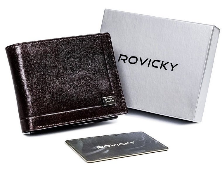 Skórzany portfel męski z ochroną kart RFID Protect  Rovicky