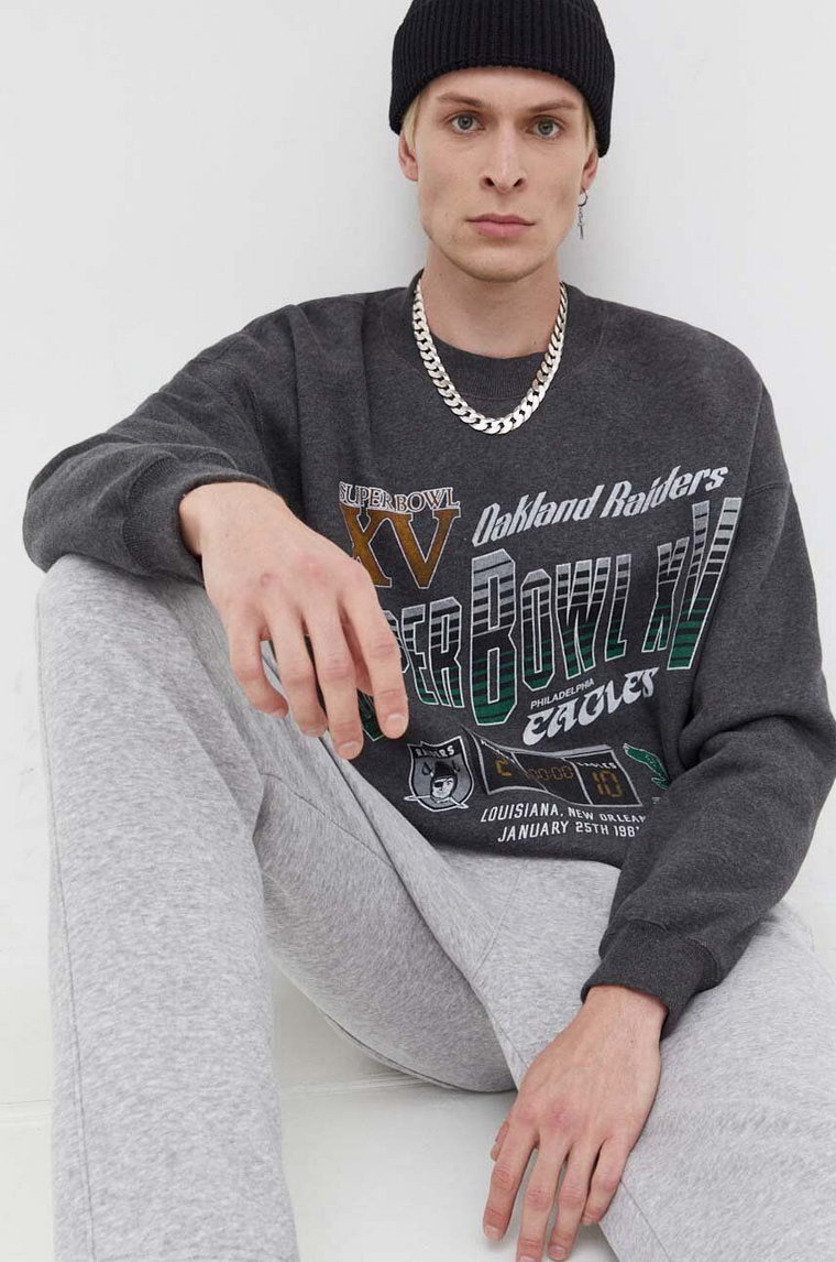 Abercrombie & Fitch bluza x NFL męska kolor szary z nadrukiem