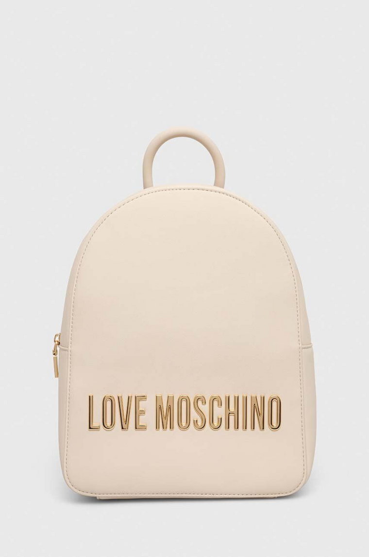 Love Moschino plecak damski kolor beżowy mały z aplikacją