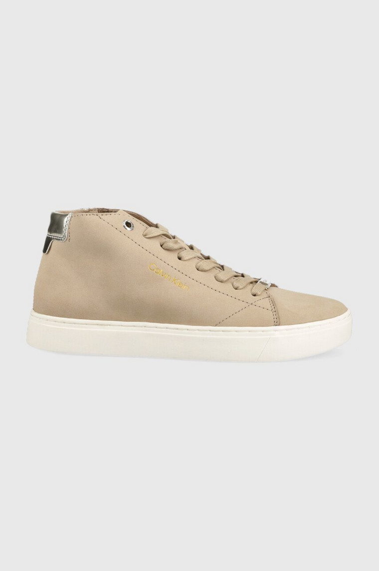 Calvin Klein sneakersy zamszowe Cupsole Unlined High Top kolor beżowy