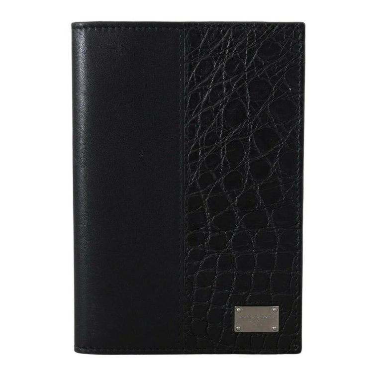 Black Bifold Passport Holder Men Exotic Leather Wallet Dolce & Gabbana