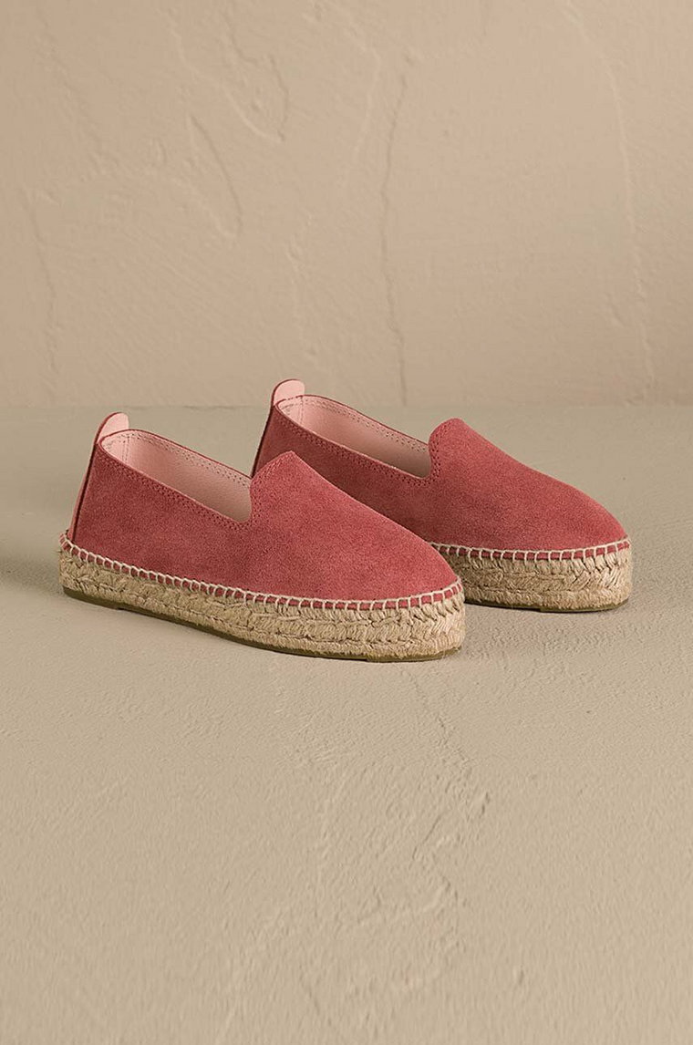 Manebi espadryle zamszowe Hamptons Double Sole Espadrilles kolor czerwony na platformie R 7.0 D0