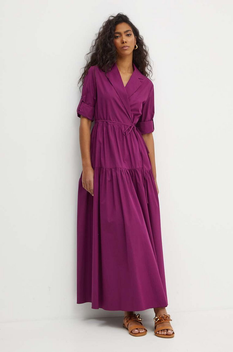 MAX&Co. sukienka bawełniana kolor fioletowy maxi rozkloszowana 2416221074200